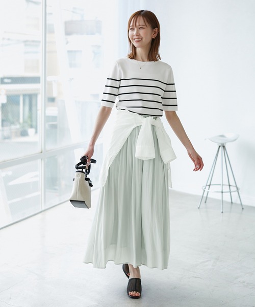 ROPE' PICNIC（ロペピクニック）の「【UVカット・接触冷感・イージーケア】八方映えニット ハーフスリーブサマーニット/新色追加（ニット/セーター・レディース・カーキ/ホワイト系その他6/ホワイト系その他5/オフホワイト/ブラック系その他2/ピンク系その他2/グリーン系その他/ベージュ/ブラウン/サックスブルー/レッド/ブラック・38）」の20枚目の写真