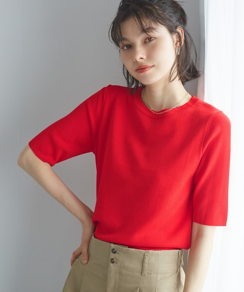 UVカット・接触冷感・イージーケア】八方映えニット ハーフスリーブ