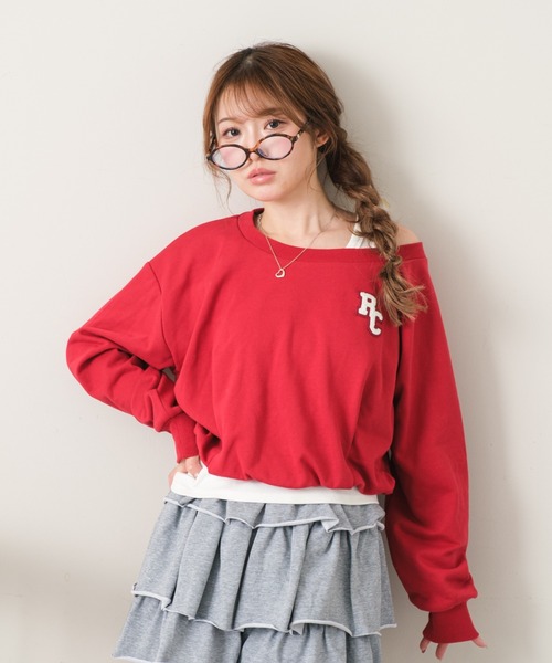 RAY CASSIN（レイカズン）の「ワンショルワッペンスウェットタンクセット（スウェット・レディース・レッド系その他2/ホワイト系その他2/ネイビー・FREE）」の3枚目の写真