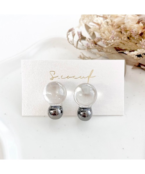 tone(トーン)の「【S.coeuf】【S.coeuf】金属アレルギー対応ピアス フォンダンしゃぼん(MA)(ピアス(両耳用)・レディース・ブラック/その他/シルバー/ゴールド・FREE)」の2枚目の写真