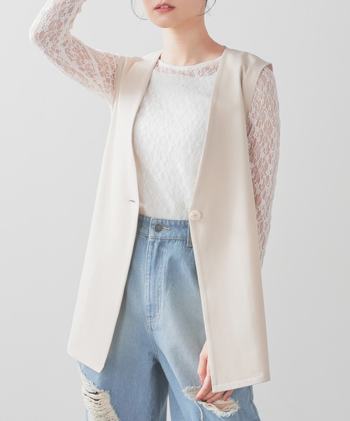 Honeys(ハニーズ)の「【ハニさら・接触冷感・抗菌防臭】脇ベルトベスト(ベスト・レディース・ベージュ/ブラック/杢グレー・L/LL/M/S/3L)」の14枚目の写真