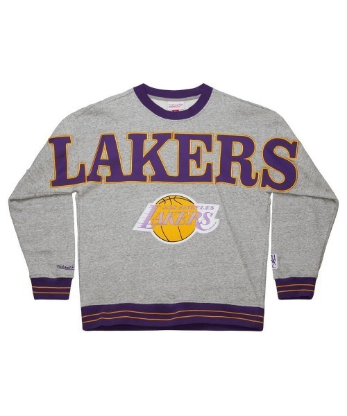 Mitchell&Ness(ミッチェル&ネス)の「Mitchell & Ness NBA FULL FIELD SATIN FLEECE CREW VINTAGE LOGO(ミッチェル&ネス NBA フルフィールド サテン フリース クルー ヴィンテージロゴ)(スウェット・メンズ・グレー系1/グレー系2・LARGE/MEDIUM/X-LARGE)」の2枚目の写真