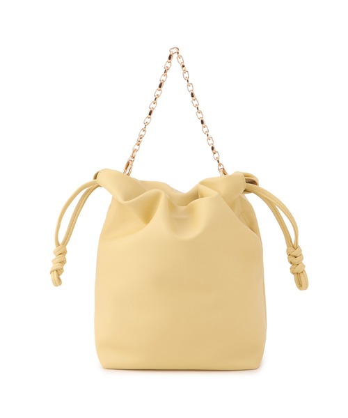 VIS（ビス）の「チェーンハンドル2WAY巾着バッグ（ハンドバッグ・レディース・ブラック/オフホワイト/イエロー系その他2・FREE）」の6枚目の写真