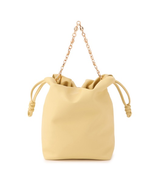 VIS（ビス）の「チェーンハンドル2WAY巾着バッグ（ハンドバッグ・レディース・ブラック/オフホワイト/イエロー系その他2・FREE）」の8枚目の写真