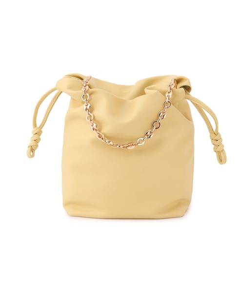 VIS（ビス）の「チェーンハンドル2WAY巾着バッグ（ハンドバッグ・レディース・ブラック/オフホワイト/イエロー系その他2・FREE）」の9枚目の写真