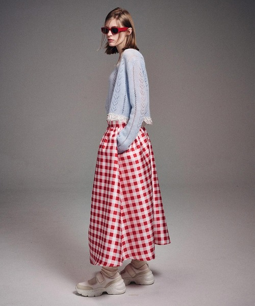 スカート CHECK FLAIR MAXI SKIRT CLANE（クラネ）の「CHECK FLAIR MAXI SKIRT（スカート）」 - WEAR