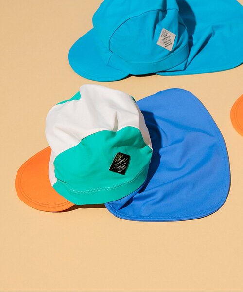 BREEZE(ブリーズ)の「【UVカット】日よけ付きスイムキャップ(スイムグッズ・キッズ・ターコイズブルー/オレンジ/レインボー・50/56)」の3枚目の写真