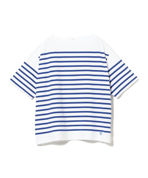 ORCIVAL(オーシバル)の「ORCIVAL / ボートネック ショートスリーブ プルオーバー(Tシャツ/カットソー・メンズ・サックスブルー/ライトグレー/ブルー・3/4)」の1枚目の写真