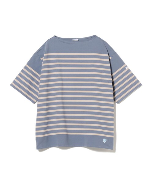 ORCIVAL(オーシバル)の「ORCIVAL / ボートネック ショートスリーブ プルオーバー(Tシャツ/カットソー・メンズ・サックスブルー/ライトグレー/ブルー・3/4)」の7枚目の写真