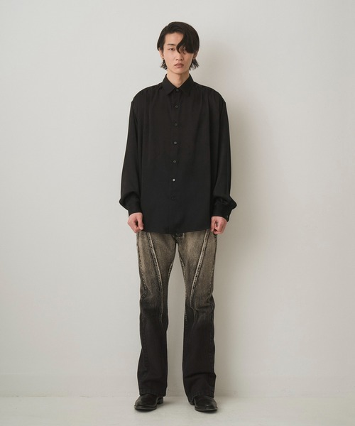 Juha（ユハ）の「HUSH GATHER L/S SHIRT（シャツ/ブラウス・メンズ・ホワイト/ボルドー/ブラック・3/4）」の9枚目の写真