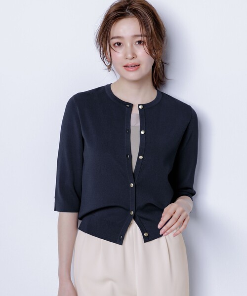 ANY SIS(エニィスィス)の「【接触冷感・UVカット・洗える】ハーフスリーブ カーディガン(カーディガン/ボレロ・レディース・ホワイト系/スカイブルー系9/ライトイエロー系/ネイビー系・4)」の3枚目の写真
