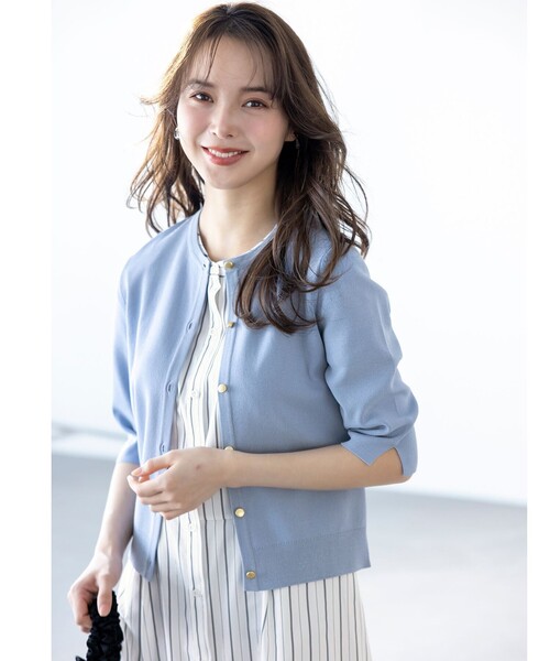ANY SIS(エニィスィス)の「【接触冷感・UVカット・洗える】ハーフスリーブ カーディガン(カーディガン/ボレロ・レディース・ホワイト系/スカイブルー系9/ライトイエロー系/ネイビー系・4)」の21枚目の写真