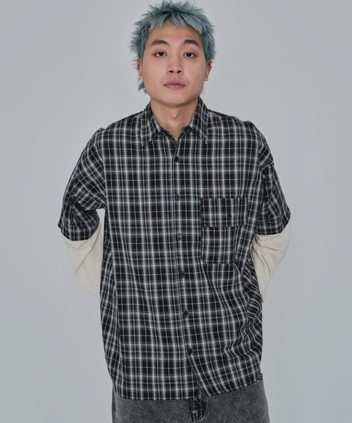 WEGO(ウィゴー)の「WEGO/チェックレイヤードロングスリーブシャツ(シャツ/ブラウス・メンズ・ブラック系その他2/レッド系その他2・MEDIUM/LARGE)」の16枚目の写真