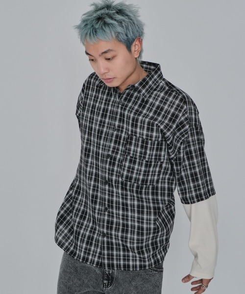 WEGO(ウィゴー)の「WEGO/チェックレイヤードロングスリーブシャツ(シャツ/ブラウス・メンズ・ブラック系その他2/レッド系その他2・MEDIUM/LARGE)」の17枚目の写真
