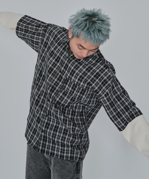 WEGO(ウィゴー)の「WEGO/チェックレイヤードロングスリーブシャツ(シャツ/ブラウス・メンズ・ブラック系その他2/レッド系その他2・MEDIUM/LARGE)」の18枚目の写真
