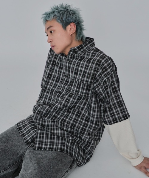 WEGO(ウィゴー)の「WEGO/チェックレイヤードロングスリーブシャツ(シャツ/ブラウス・メンズ・ブラック系その他2/レッド系その他2・MEDIUM/LARGE)」の19枚目の写真