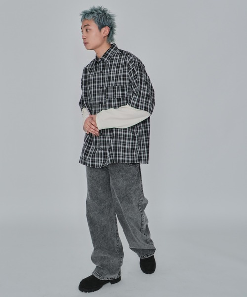WEGO(ウィゴー)の「WEGO/チェックレイヤードロングスリーブシャツ(シャツ/ブラウス・メンズ・ブラック系その他2/レッド系その他2・MEDIUM/LARGE)」の20枚目の写真