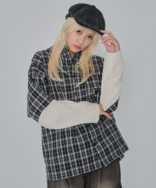 WEGO(ウィゴー)の「WEGO/チェックレイヤードロングスリーブシャツ(シャツ/ブラウス・メンズ・ブラック系その他2/レッド系その他2・MEDIUM/LARGE)」の22枚目の写真