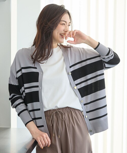 ANY（エニィ）の「クールタッチボクシーカーディガン（カーディガン/ボレロ・レディース・ネイビー系1/グレー系1・4）」の4枚目の写真