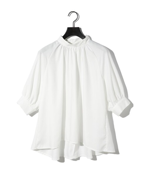 MIDIUMISOLID / ミディウミソリッド MIDIUMISOLID for Ladies ハイネックギャザーブラウス(SOPHISTICATE) ミディウミソリッド MIDIUMISOLID MIDIUMISOLID for Ladies
