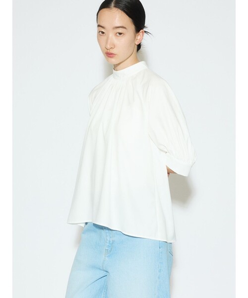 セール】MIDIUMISOLID for Ladies ハイネックギャザーブラウス