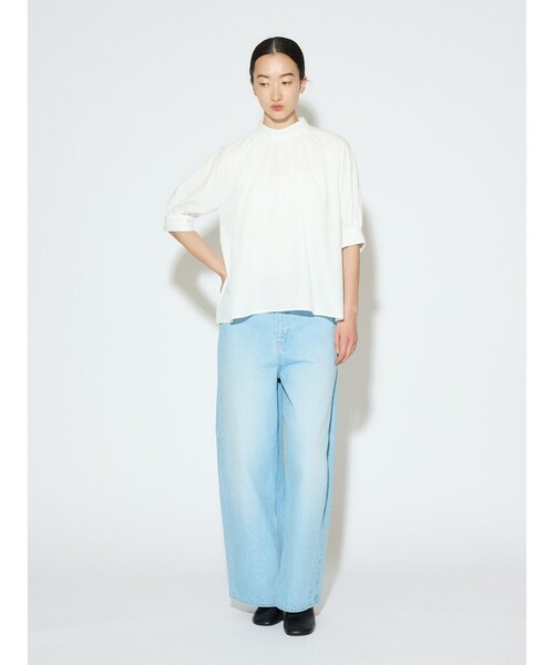 セール】MIDIUMISOLID for Ladies ハイネックギャザーブラウス