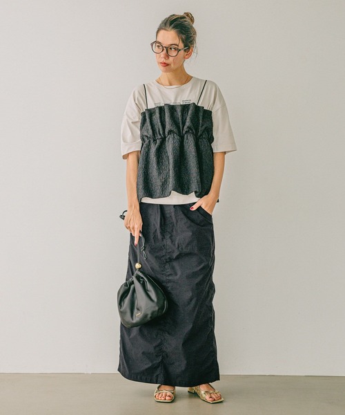 BAYFLOW（ベイフロー）の「フクレジャガードキャミビスチェ（キャミソール・レディース・ブラウン/グレイッシュベージュ/ブラック・FREE）」の6枚目の写真