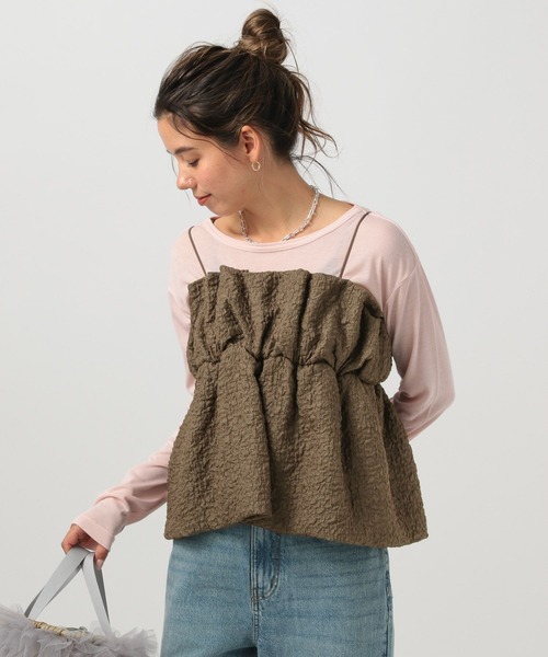 BAYFLOW（ベイフロー）の「フクレジャガードキャミビスチェ（キャミソール・レディース・ブラウン/グレイッシュベージュ/ブラック・FREE）」の5枚目の写真