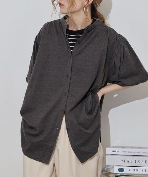 atONE(アットワン)の「ブラウス風パフスリーブカットソー(Tシャツ/カットソー・レディース・グレイッシュベージュ/オフホワイト/ミント/チャコールグレー/ブラック・M-L/4L~5L/LL~3L)」の15枚目の写真