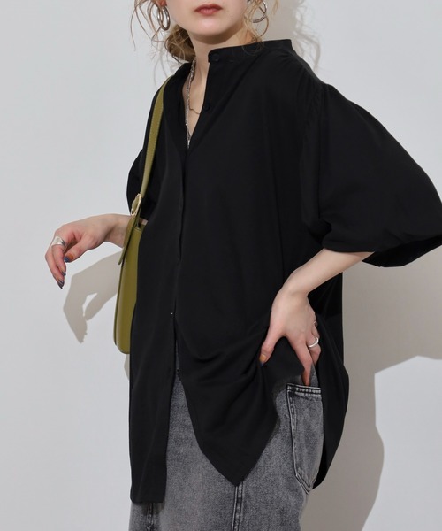 atONE(アットワン)の「ブラウス風パフスリーブカットソー(Tシャツ/カットソー・レディース・グレイッシュベージュ/オフホワイト/ミント/チャコールグレー/ブラック・M-L/4L~5L/LL~3L)」の10枚目の写真