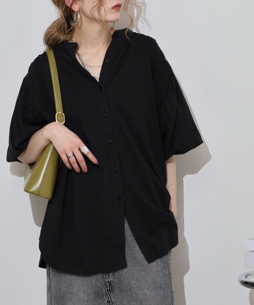 atONE(アットワン)の「ブラウス風パフスリーブカットソー(Tシャツ/カットソー・レディース・グレイッシュベージュ/オフホワイト/ミント/チャコールグレー/ブラック・M-L/4L~5L/LL~3L)」の11枚目の写真
