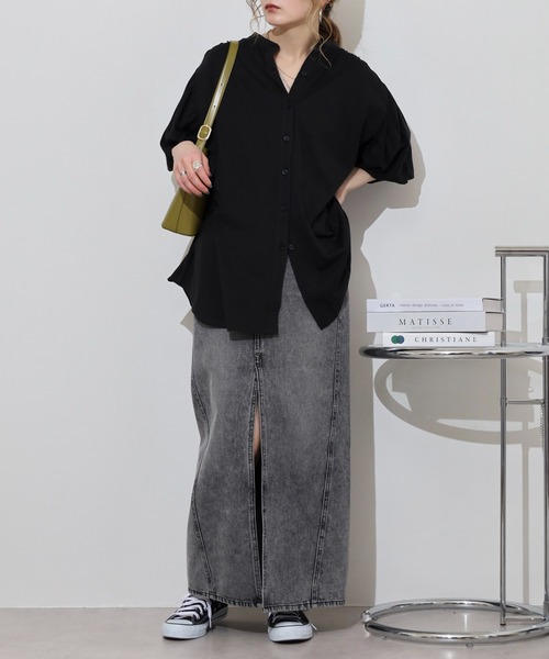 atONE(アットワン)の「ブラウス風パフスリーブカットソー(Tシャツ/カットソー・レディース・グレイッシュベージュ/オフホワイト/ミント/チャコールグレー/ブラック・M-L/4L~5L/LL~3L)」の13枚目の写真