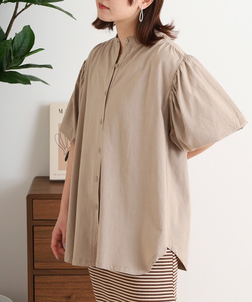 atONE(アットワン)の「ブラウス風パフスリーブカットソー(Tシャツ/カットソー・レディース・グレイッシュベージュ/オフホワイト/ミント/チャコールグレー/ブラック・M-L/4L~5L/LL~3L)」の20枚目の写真