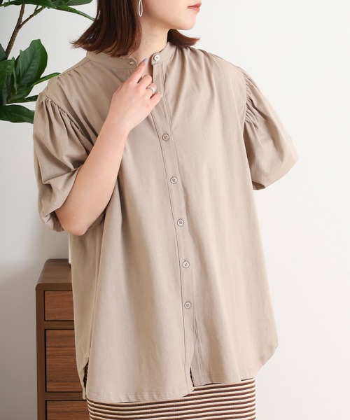 atONE(アットワン)の「ブラウス風パフスリーブカットソー(Tシャツ/カットソー・レディース・グレイッシュベージュ/オフホワイト/ミント/チャコールグレー/ブラック・M-L/4L~5L/LL~3L)」の18枚目の写真