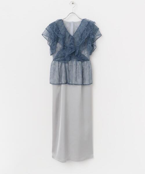 URBAN RESEARCH ROSSO WOMEN(アーバンリサーチ ロッソ)の「kaene レースフリルドッキングドレス(ワンピース・レディース・ラベンダー/ライトブルー・36)」の2枚目の写真