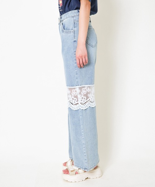 GORGE（ゴージ）の「《シアーレース×肌見せ》レディース ワイドデニムパンツ 春夏秋（デニムパンツ・レディース・ブルー/ダークブルー・S/M）」の14枚目の写真