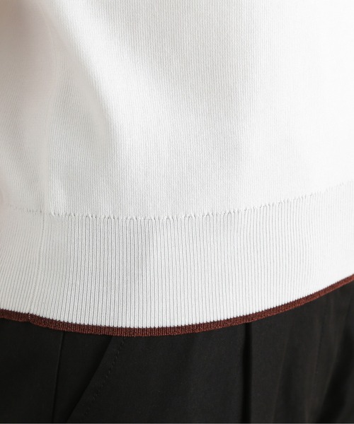 N.（N. Natural Beauty Basic）（エヌエヌナチュラルビューティーベーシック）の「ラメラインスキッパーポロニット（ポロシャツ・レディース・オフホワイト/グリーン/ネイビー・MEDIUM）」の14枚目の写真