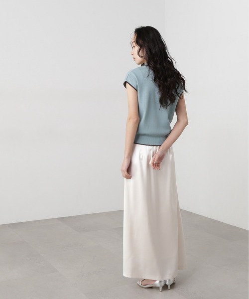 N.（N. Natural Beauty Basic）（エヌエヌナチュラルビューティーベーシック）の「ラメラインスキッパーポロニット（ポロシャツ・レディース・オフホワイト/グリーン/ネイビー・MEDIUM）」の21枚目の写真