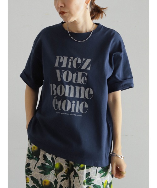 FIL DE FER（フィルデフェール）の「フレンチフレーズPT　半袖TEE（Tシャツ/カットソー・レディース・パープル/ネイビー/ホワイト・FREE）」の3枚目の写真