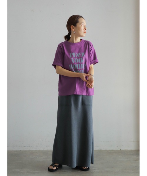 FIL DE FER（フィルデフェール）の「フレンチフレーズPT　半袖TEE（Tシャツ/カットソー・レディース・パープル/ネイビー/ホワイト・FREE）」の7枚目の写真