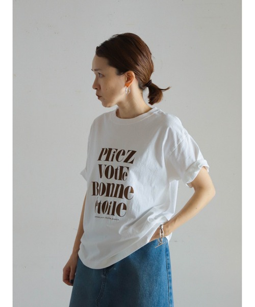 FIL DE FER（フィルデフェール）の「フレンチフレーズPT　半袖TEE（Tシャツ/カットソー・レディース・パープル/ネイビー/ホワイト・FREE）」の18枚目の写真