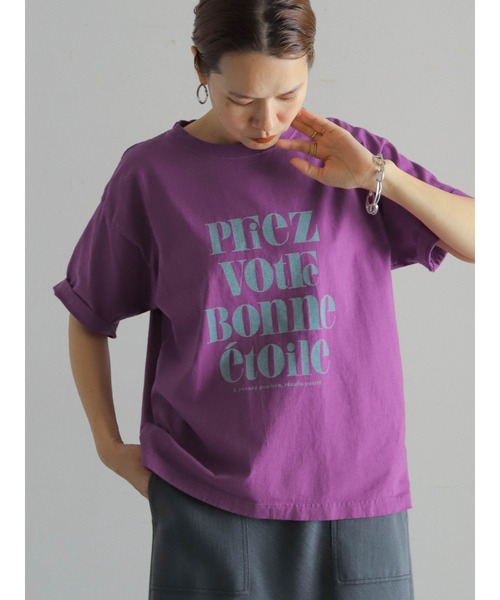 FIL DE FER（フィルデフェール）の「フレンチフレーズPT　半袖TEE（Tシャツ/カットソー・レディース・パープル/ネイビー/ホワイト・FREE）」の4枚目の写真