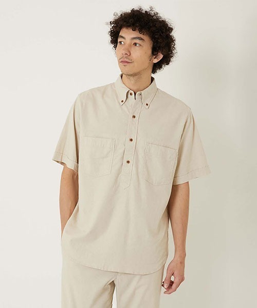 BLUE BLUE（ブルーブルー）の「リネンレーヨン ストレッチプルオーバー ショートスリーブシャツ（シャツ/ブラウス・メンズ・ナチュラル/ネイビー/ブルー/グレー・X-LARGE/LARGE/MEDIUM/SMALL）」の12枚目の写真