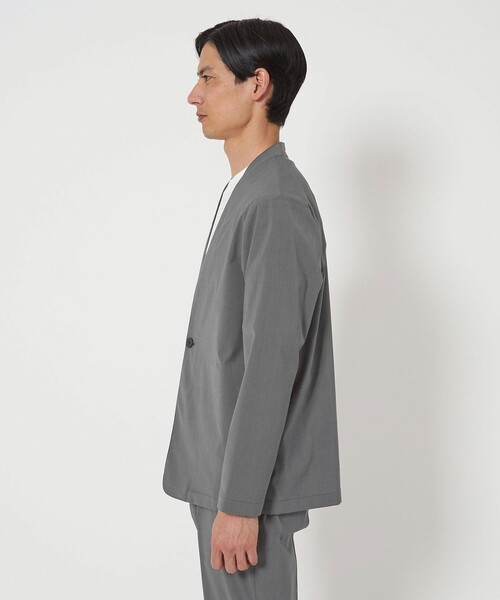 green label relaxing（グリーンレーベルリラクシング）の「A+ ラッカンリネンライク 1B ノーカラー ジャケット -ウォッシャブル・ストレッチ・吸水速乾-（ノーカラージャケット・メンズ・ネイビー/グレー系・M/XL/L/S）」の8枚目の写真