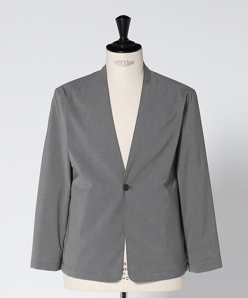 green label relaxing（グリーンレーベルリラクシング）の「A+ ラッカンリネンライク 1B ノーカラー ジャケット -ウォッシャブル・ストレッチ・吸水速乾-（ノーカラージャケット・メンズ・ネイビー/グレー系・M/XL/L/S）」の10枚目の写真