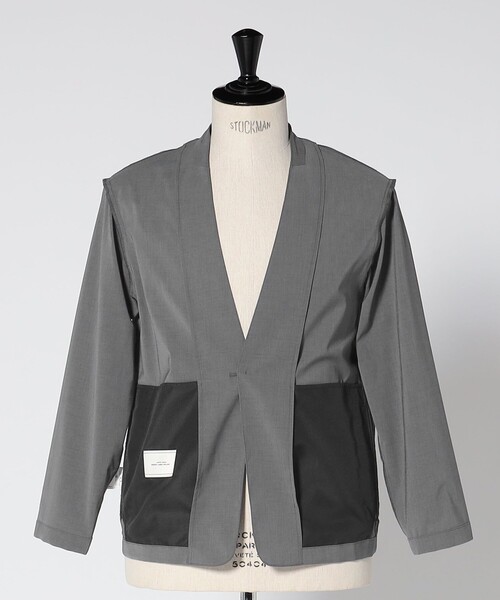 green label relaxing（グリーンレーベルリラクシング）の「A+ ラッカンリネンライク 1B ノーカラー ジャケット -ウォッシャブル・ストレッチ・吸水速乾-（ノーカラージャケット・メンズ・ネイビー/グレー系・M/XL/L/S）」の18枚目の写真