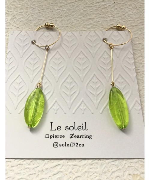 VIBGYOR(ヴィブジョー)の「【Le soleil】マーキスカット ベネチアンフープイヤリング(MA)(イヤリング・レディース・グリーン・FREE)」の1枚目の写真