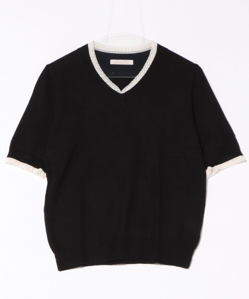 BANICO(バニコ)の「Vネック半袖ニットトップス (SS)(ニット/セーター・レディース・ピンク/パープル/ブラック/ライトベージュ・FREE)」の16枚目の写真