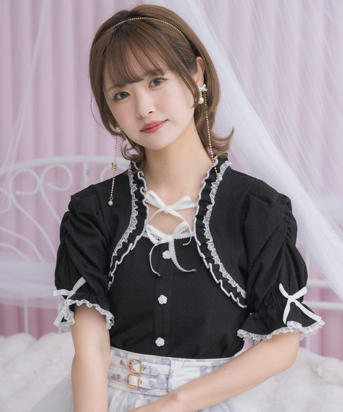 couture BY ROJITA（クチュールバイロジータ）の「Wリボンボレロ風トップス（Tシャツ/カットソー・レディース・ブラック/マルチ/ホワイト/グレー・FREE）」の19枚目の写真