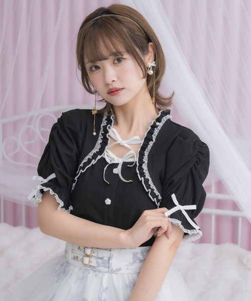 couture BY ROJITA（クチュールバイロジータ）の「Wリボンボレロ風トップス（Tシャツ/カットソー・レディース・ブラック/マルチ/ホワイト/グレー・FREE）」の20枚目の写真